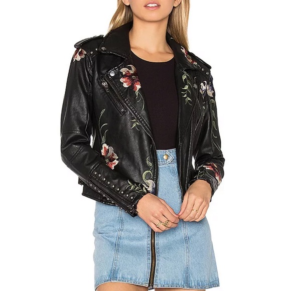 BLANKNYC Black Floral Faux Leather Moto Jacket - Picture 3 of 12